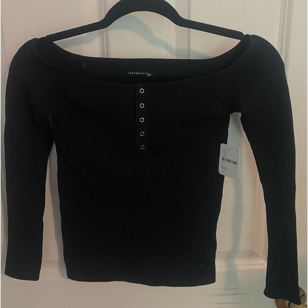 Free people off the shoulder waffle top